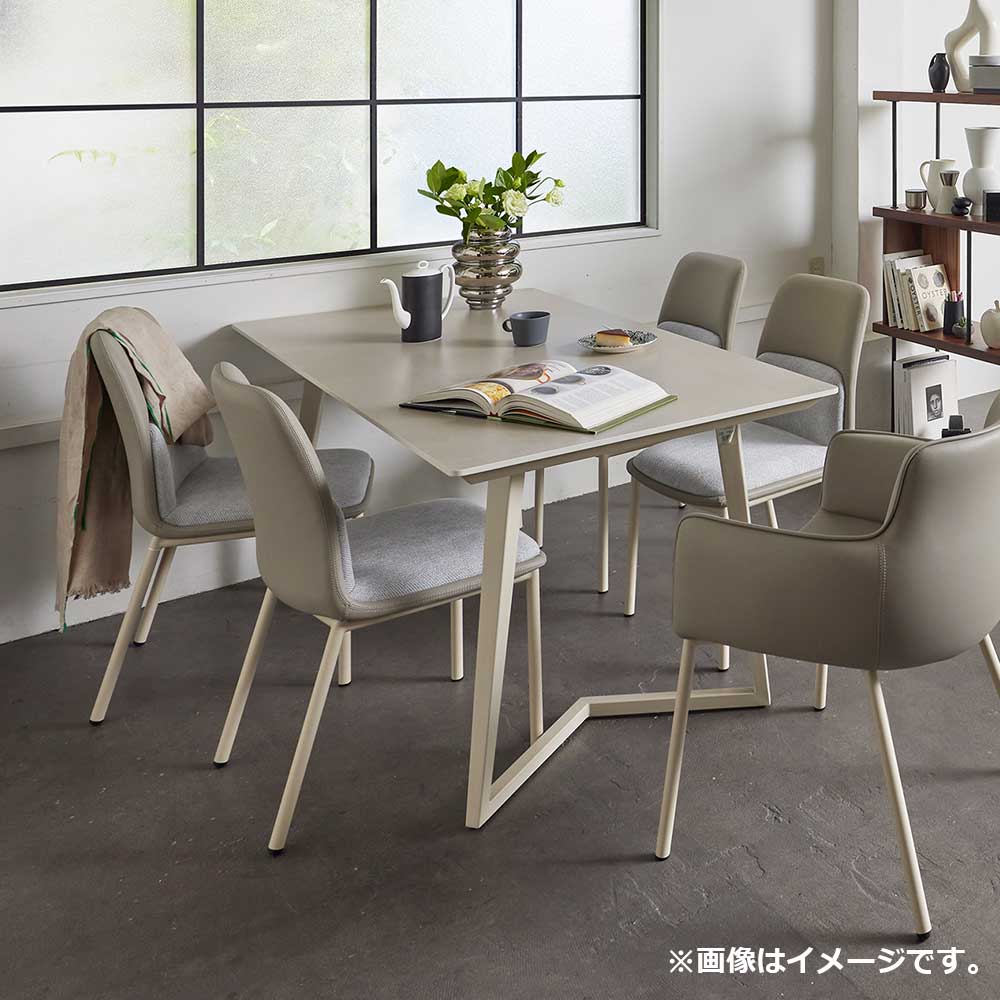 ダイニングセット テーブル「グレイス」セラミック天板 アイボリー色 全2サイズ+チェア「カロル」4脚セット 全2色