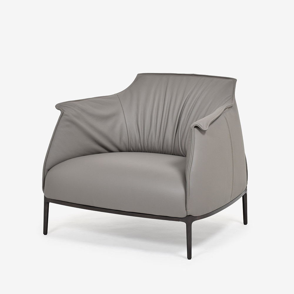 PoltronaFrau（ポルトローナ・フラウ）アームチェア「アーチボルドラージ」革トープ色 #SC26Topo【お手入れキットの特典付き】