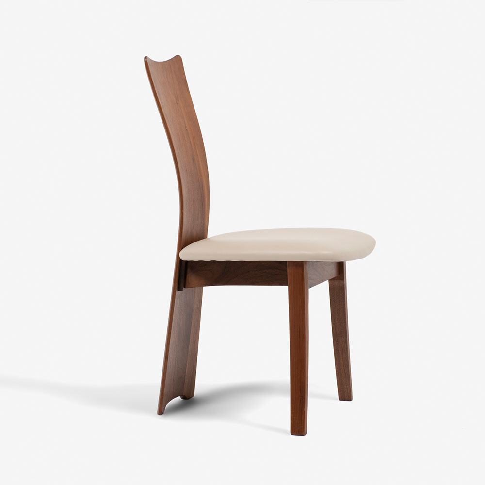 ダイニングセット「フォルム」ウォールナット材 幅110cm丸テーブル 塗装2タイプ チェア座面:合成皮革L-2444