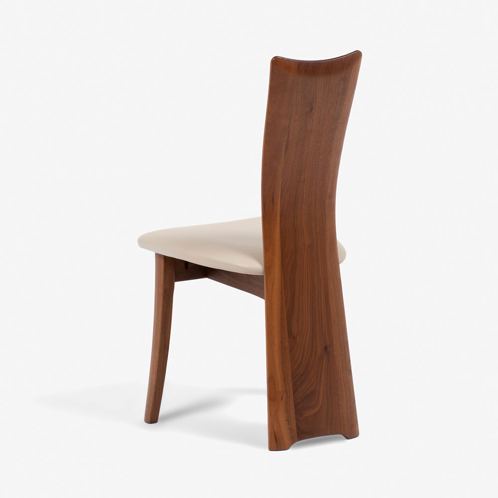 ダイニングセット「フォルム」ウォールナット材 幅110cm丸テーブル 塗装2タイプ チェア座面:合成皮革L-2444