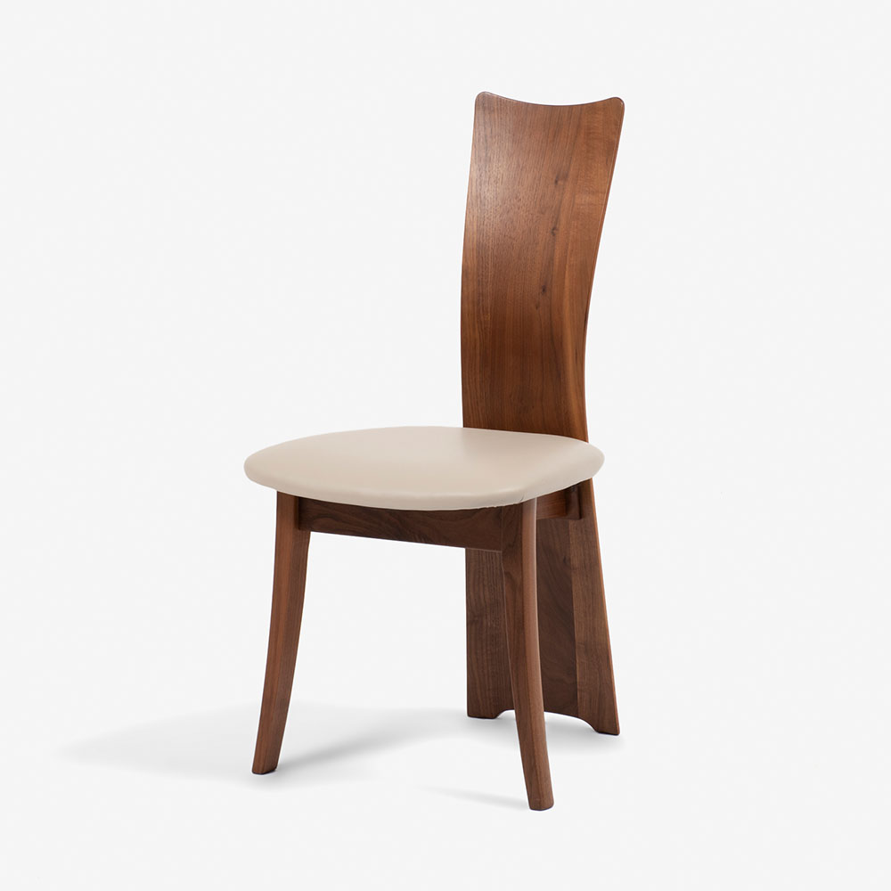 ダイニングセット「フォルム」ウォールナット材 幅110cm丸テーブル 塗装2タイプ チェア座面:合成皮革L-2444