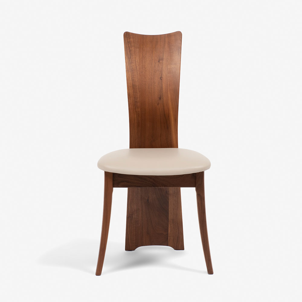 ダイニングセット「フォルム」ウォールナット材 幅110cm丸テーブル 塗装2タイプ チェア座面:合成皮革L-2444