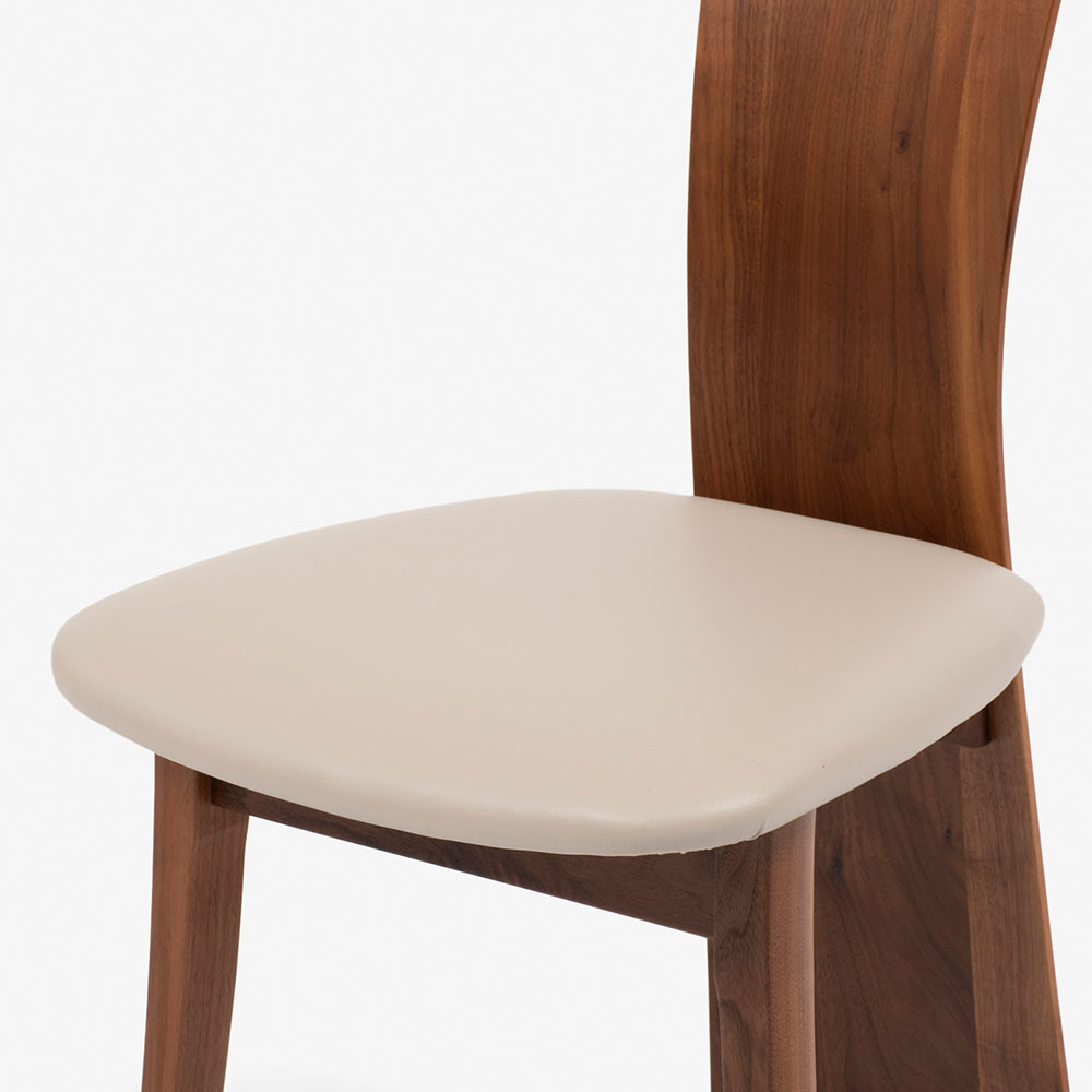 ダイニングセット「フォルム」ウォールナット材 幅110cm丸テーブル 塗装2タイプ チェア座面:合成皮革L-2444