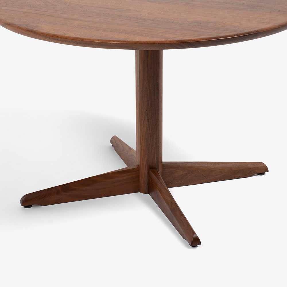 ダイニングセット「フォルム」ウォールナット材 幅110cm丸テーブル 塗装2タイプ チェア座面:合成皮革L-2444