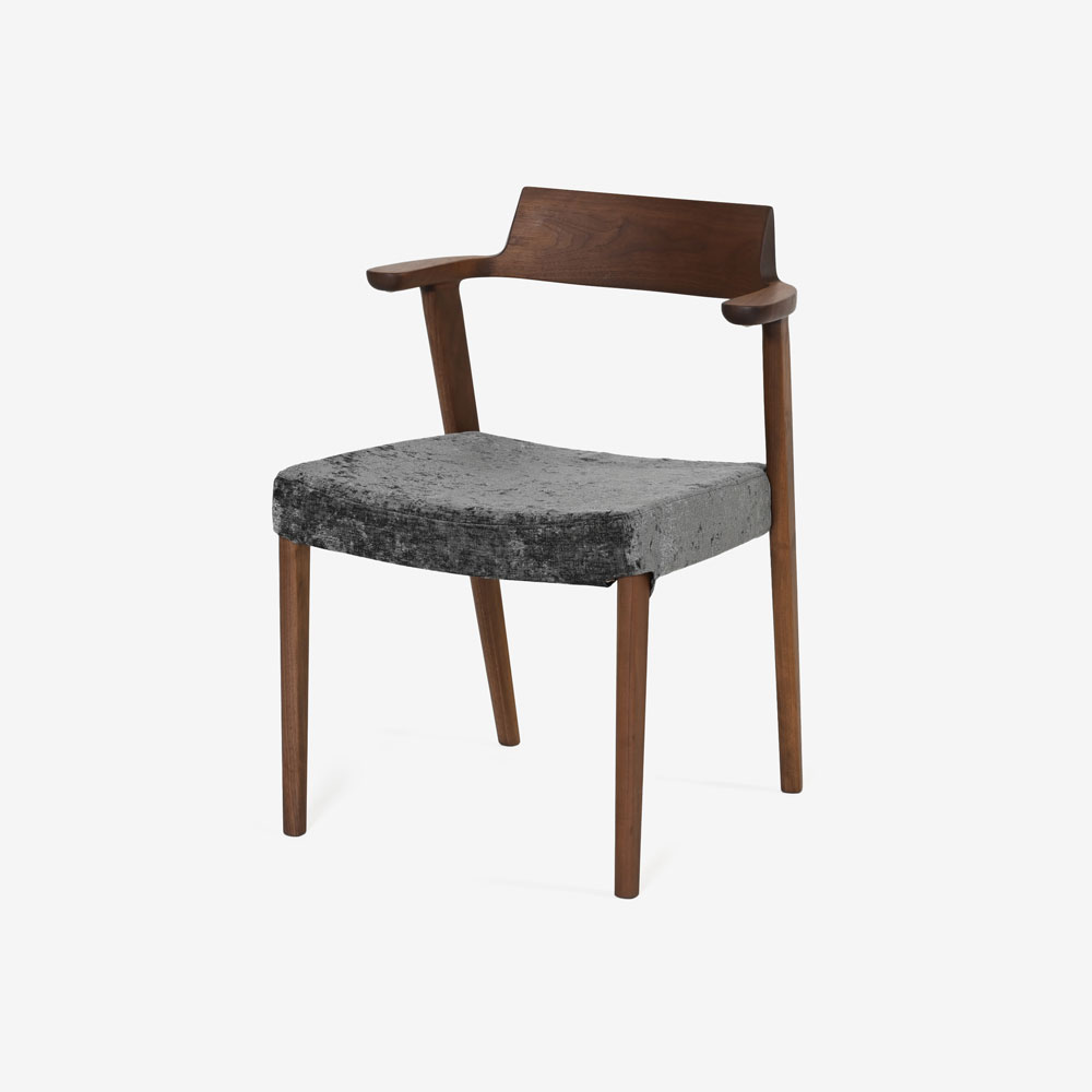 ダイニングチェア (半肘付き)「シャルダン S-BW125A」ウォールナット材TP色/布＃CモナルカBK【受注生産品】