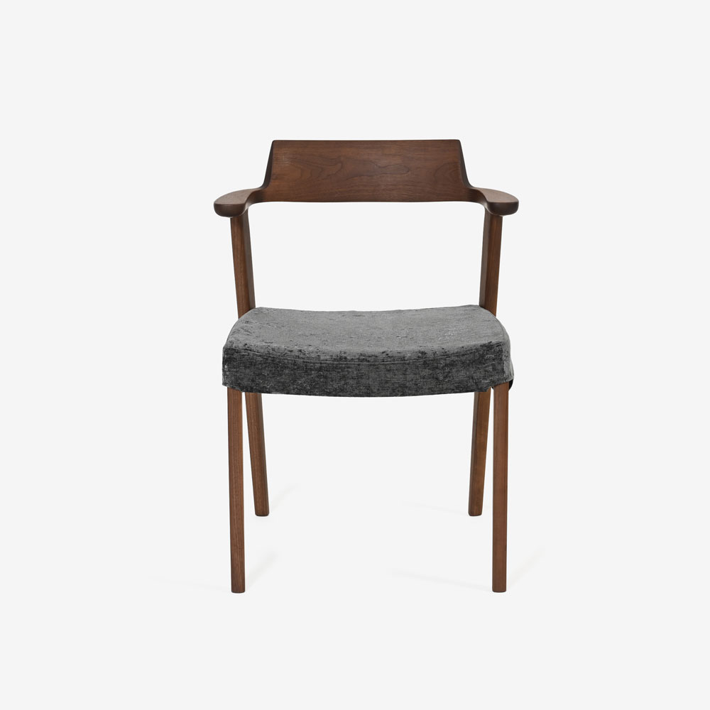 ダイニングチェア (半肘付き)「シャルダン S-BW125A」ウォールナット材TP色/布#CモナルカBK【受注生産品】