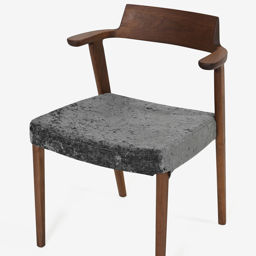 ダイニングチェア (半肘付き)「シャルダン S-BW125A」ウォールナット材TP色/布#CモナルカBK【受注生産品】