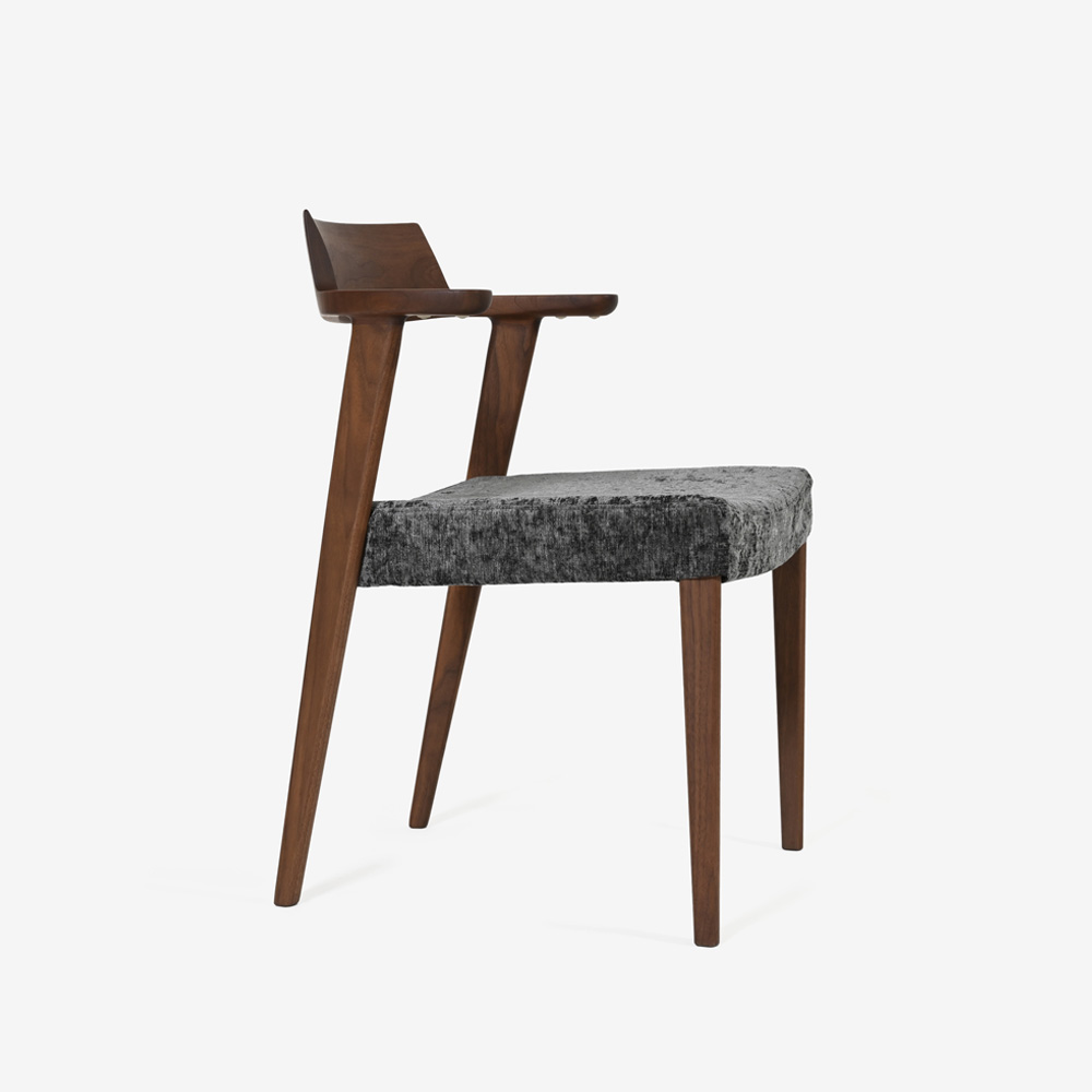 ダイニングチェア (半肘付き)「シャルダン S-BW125A」ウォールナット材TP色/布#CモナルカBK【受注生産品】