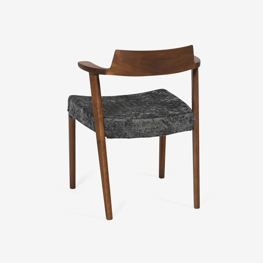 ダイニングチェア (半肘付き)「シャルダン S-BW125A」ウォールナット材TP色/布#CモナルカBK【受注生産品】