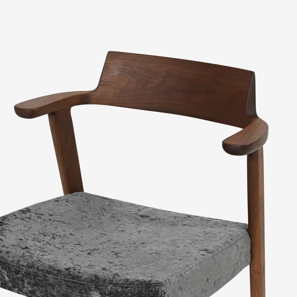 ダイニングチェア (半肘付き)「シャルダン S-BW125A」ウォールナット材TP色/布#CモナルカBK【受注生産品】