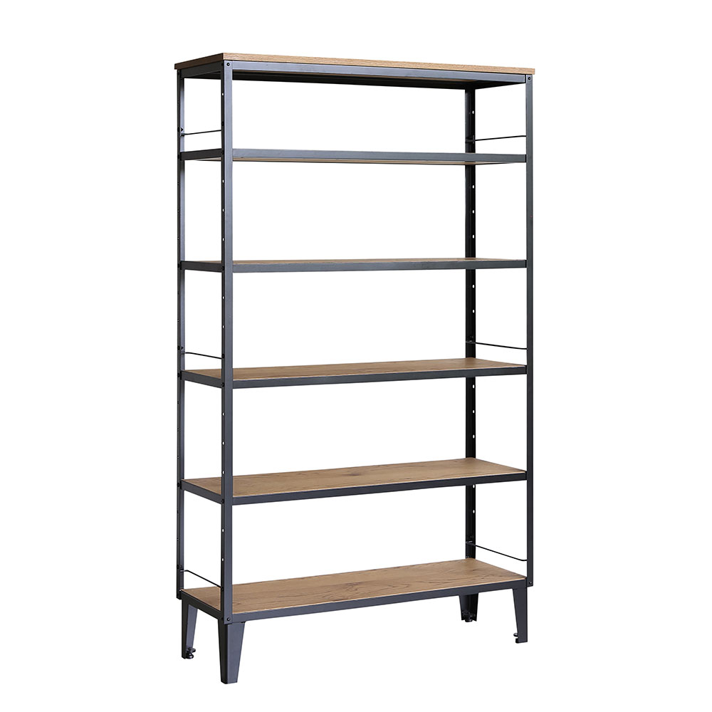 オープンシェルフ「アンティス」幅103cm オーク材/ブラックスチール