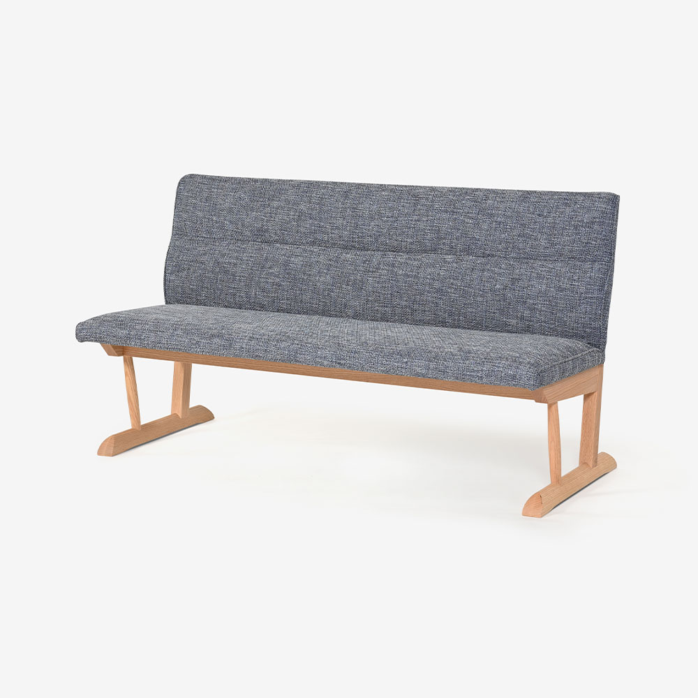 飛騨産業 ベンチ「KAYA3 -カヤ3- LF225R」幅144cm レッドオーク材 WO色 布＃CブルームBU【受注生産品】