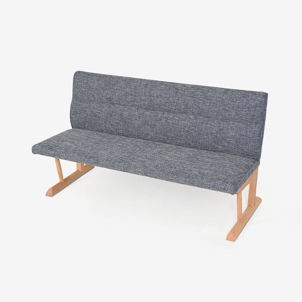 飛騨産業 ベンチ「KAYA3 -カヤ3- LF225R」幅144cm レッドオーク材 WO色 布＃CブルームBU【受注生産品】