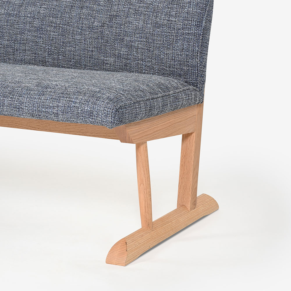 飛騨産業 ベンチ「KAYA3 -カヤ3- LF225R」幅144cm レッドオーク材 WO色 布＃CブルームBU【受注生産品】