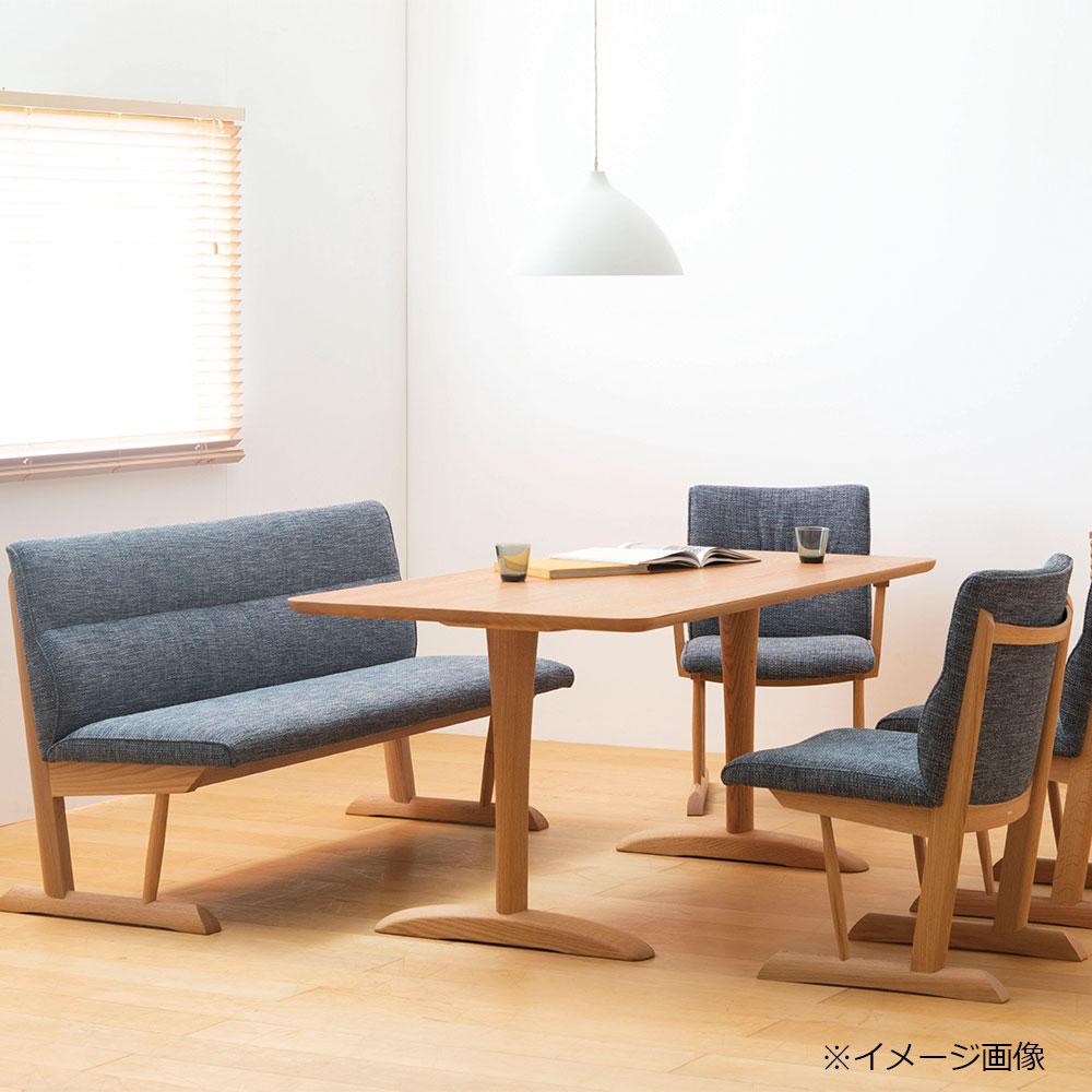 飛騨産業 ベンチ「KAYA3 -カヤ3- LF225R」幅144cm レッドオーク材 WO色 布＃CブルームBU【受注生産品】