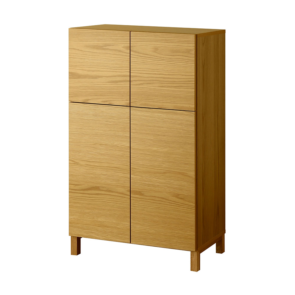 ハイキャビネット「レッチェ」幅80cm ホワイトオーク材