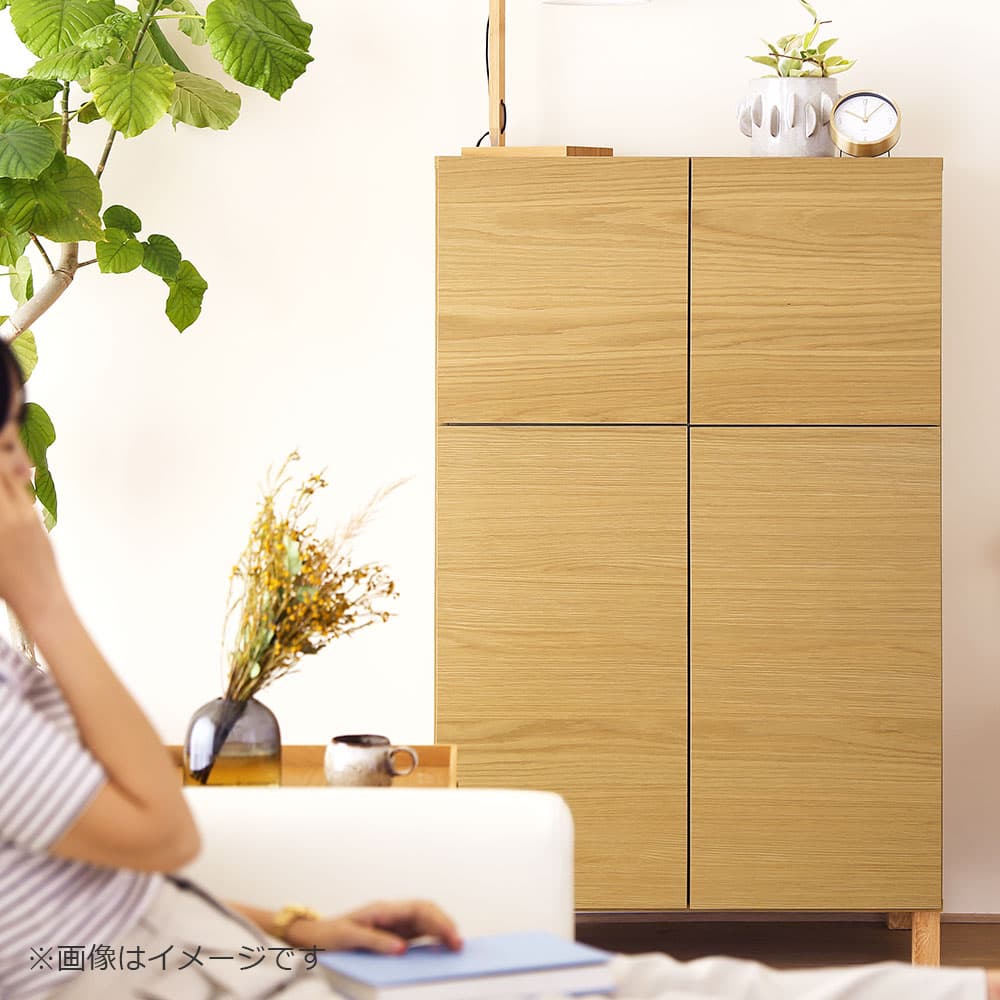 ハイキャビネット「レッチェ」幅80cm ホワイトオーク材
