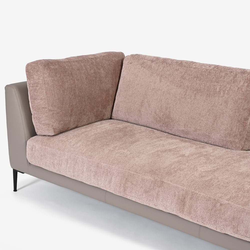 Abitamoda （アビタモーダ）片肘コーナーカウチソファ 向って右「メダ」 カバーリング仕様 布/革コンビ(布#6/6145 革L133) 金属脚全2色【受注生産品】【お手入れキットの特典付き】