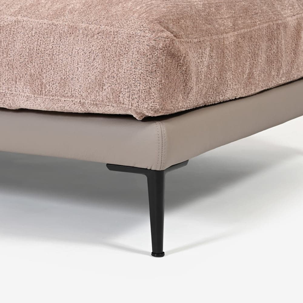 Abitamoda （アビタモーダ）片肘コーナーカウチソファ 向って右「メダ」 カバーリング仕様 布/革コンビ(布#6/6145 革L133) 金属脚全2色【受注生産品】【お手入れキットの特典付き】