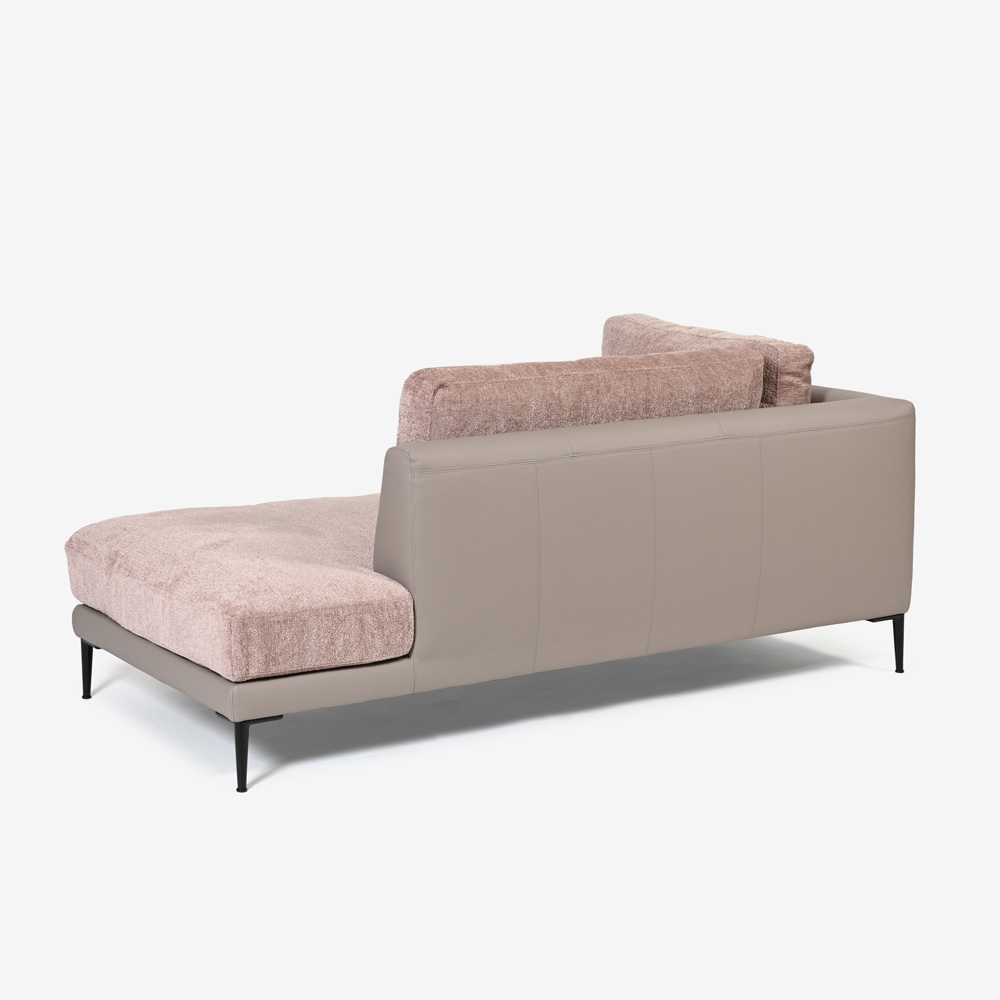 Abitamoda （アビタモーダ）片肘コーナーカウチソファ 向って右「メダ」 カバーリング仕様 布/革コンビ(布#6/6145 革L133) 金属脚全2色【受注生産品】【お手入れキットの特典付き】