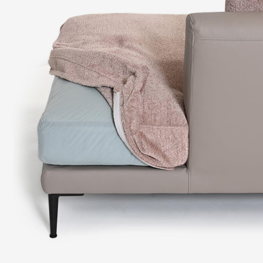 Abitamoda （アビタモーダ）片肘コーナーカウチソファ 向って右「メダ」 カバーリング仕様 布/革コンビ(布#6/6145 革L133) 金属脚全2色【受注生産品】【お手入れキットの特典付き】