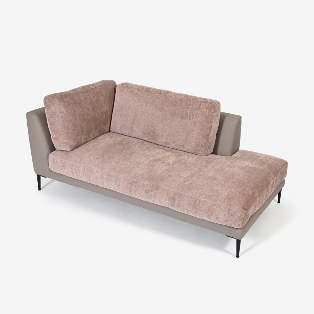 Abitamoda （アビタモーダ）片肘コーナーカウチソファ 向って右「メダ」 カバーリング仕様 布/革コンビ(布#6/6145 革L133) 金属脚全2色【受注生産品】【お手入れキットの特典付き】