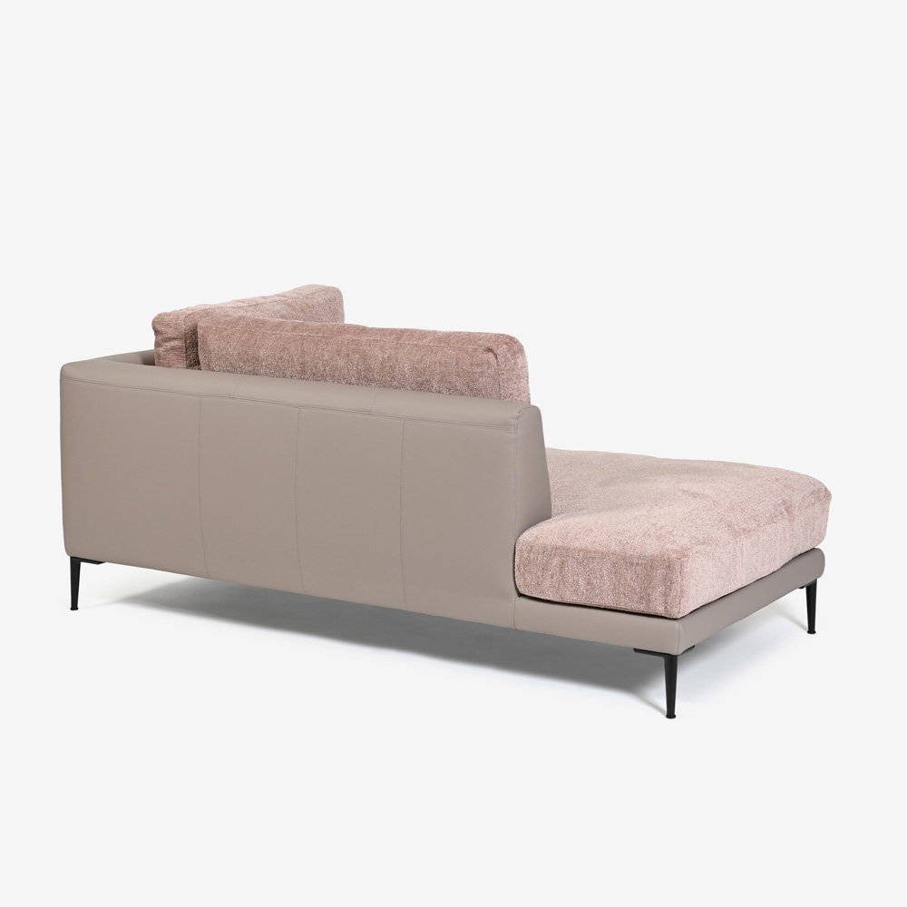 Abitamoda （アビタモーダ）片肘コーナーカウチソファ 向って左「メダ」 カバーリング仕様 布/革コンビ(布#6/6145 革L133) 金属脚全2色【受注生産品】【お手入れキットの特典付き】