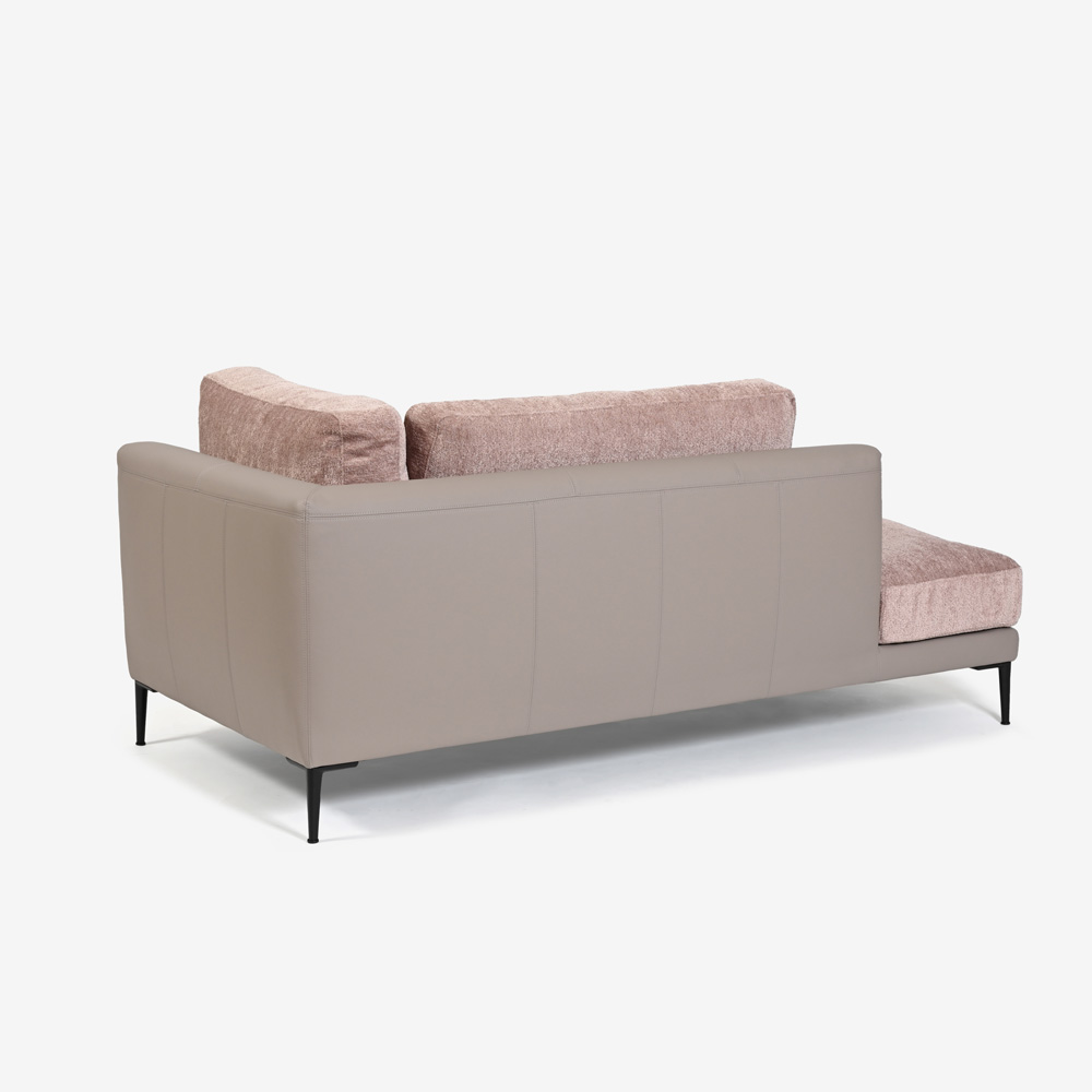 Abitamoda （アビタモーダ）片肘コーナーカウチソファ 向って左「メダ」 カバーリング仕様 布/革コンビ(布#6/6145 革L133) 金属脚全2色【受注生産品】【お手入れキットの特典付き】