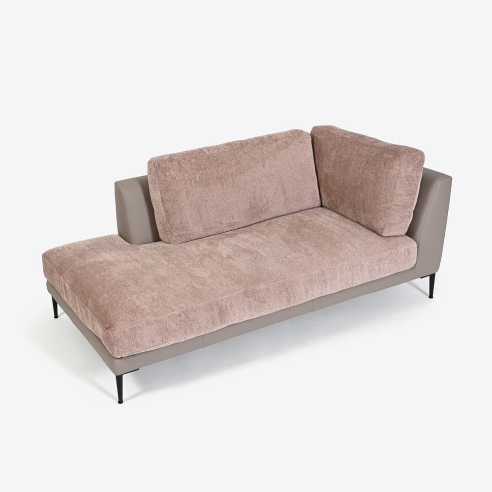 Abitamoda （アビタモーダ）片肘コーナーカウチソファ 向って左「メダ」 カバーリング仕様 布/革コンビ(布#6/6145 革L133) 金属脚全2色【受注生産品】【お手入れキットの特典付き】