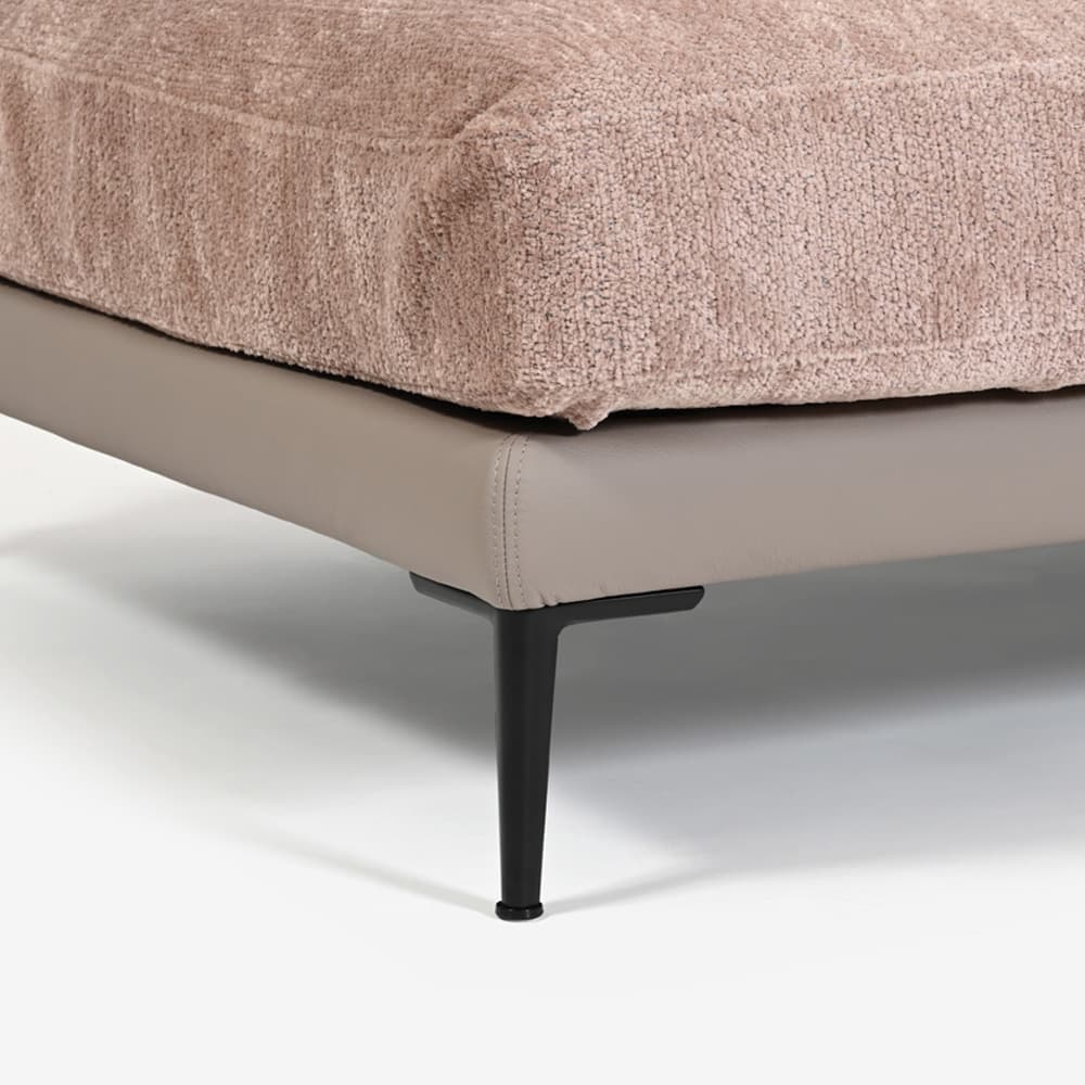 Abitamoda （アビタモーダ）片肘コーナーカウチソファ 向って左「メダ」 カバーリング仕様 布/革コンビ(布#6/6145 革L133) 金属脚全2色【受注生産品】【お手入れキットの特典付き】