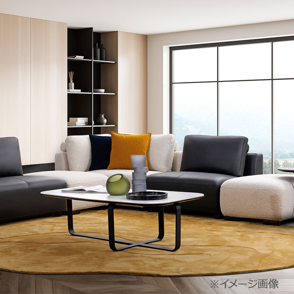 FaBBRica（ファブリカ）センターテーブル「FB-005CT-130」天板:スレート材 ホワイト色 / 脚部:スチール ブラック色