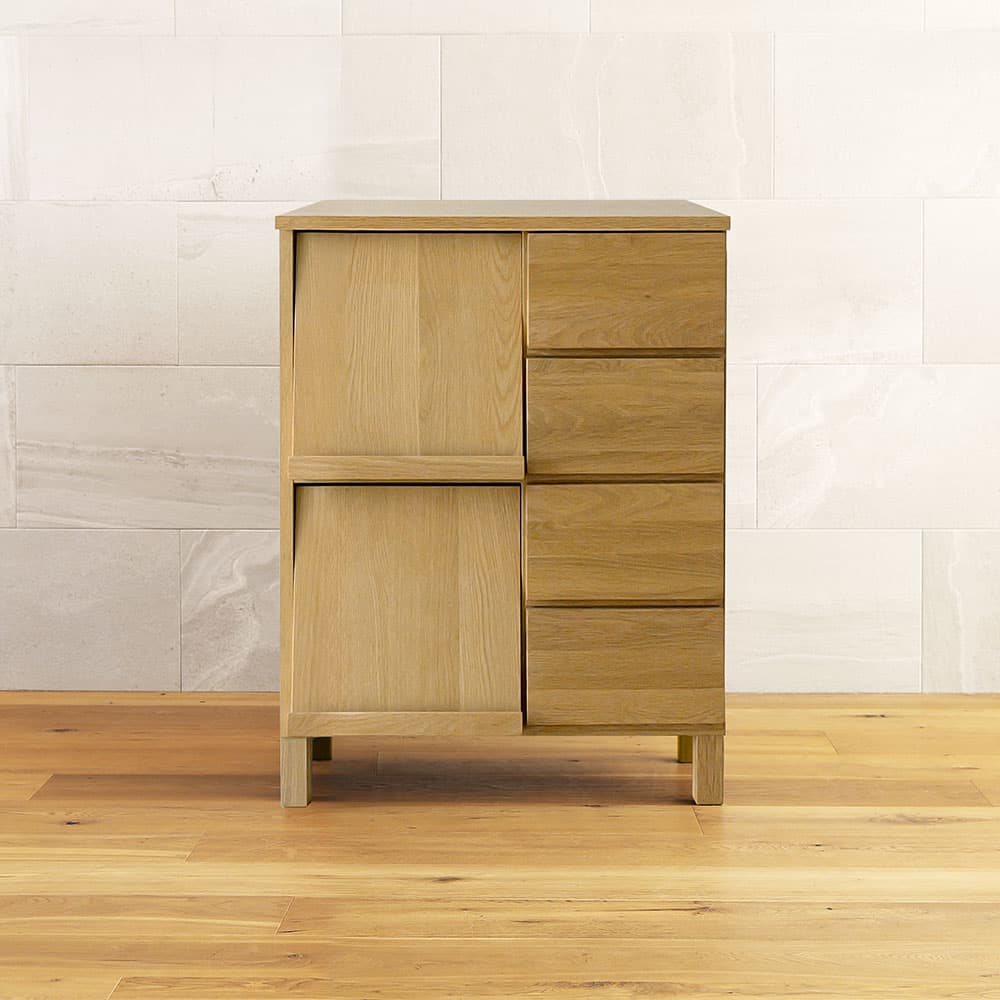 マガジンレコードラック「レッチェ」幅68.3cm ホワイトオーク材