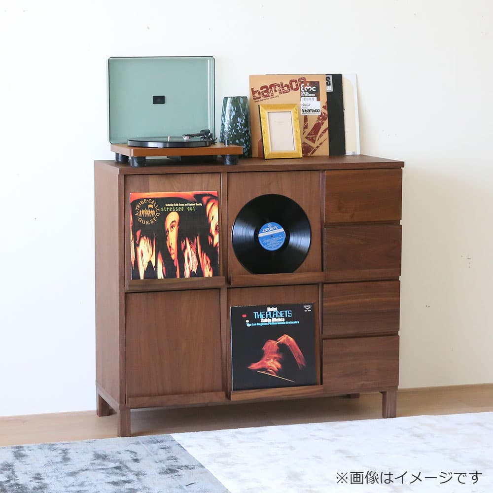 マガジンレコードラック「レッチェ」幅105.6cm ウォールナット材