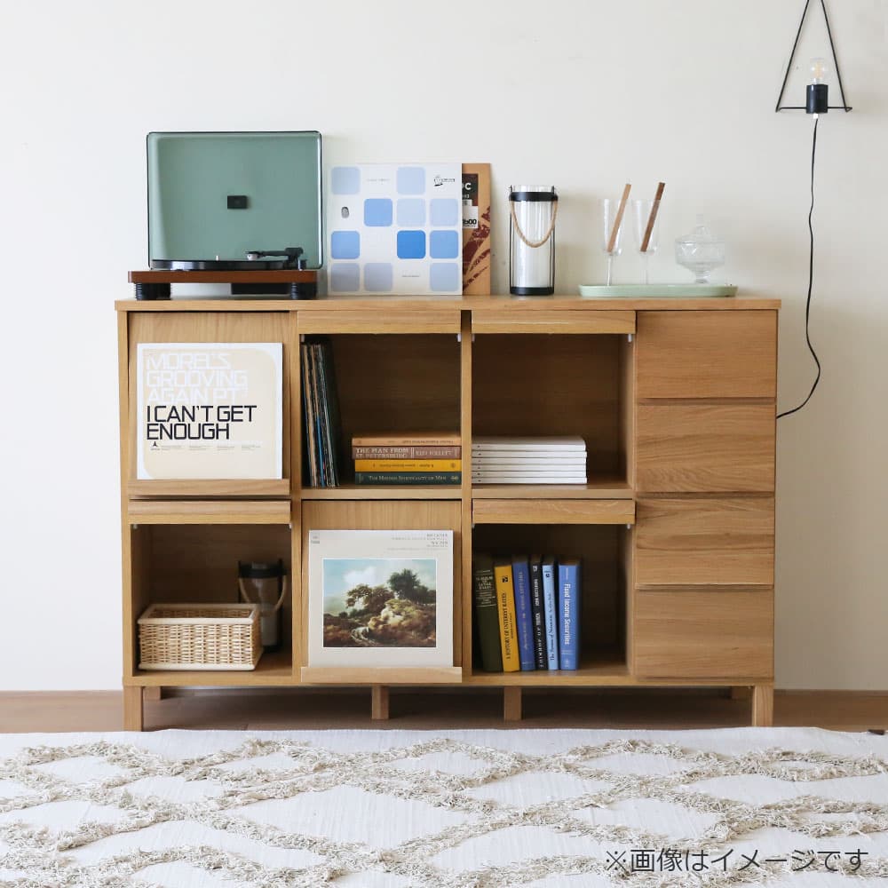 マガジンレコードラック「レッチェ」幅143cm ホワイトオーク材