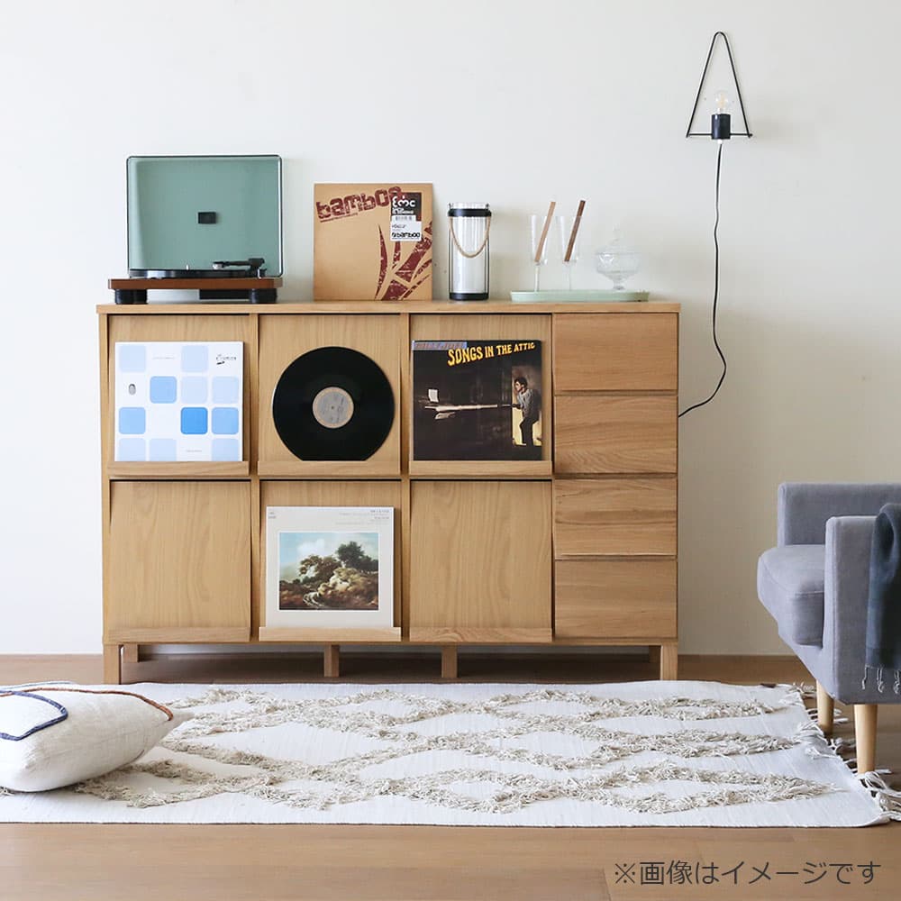 マガジンレコードラック「レッチェ」幅143cm ホワイトオーク材