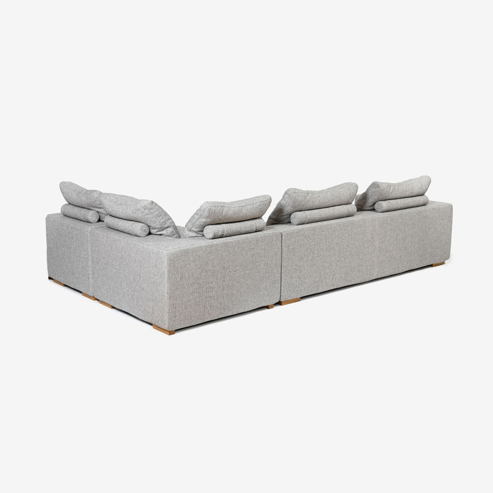 カウチソファ3点セット「Nソロモン」布#B FE5 ライトグレー色 脚AN色【受注生産品】【お手入れキットの特典付き】