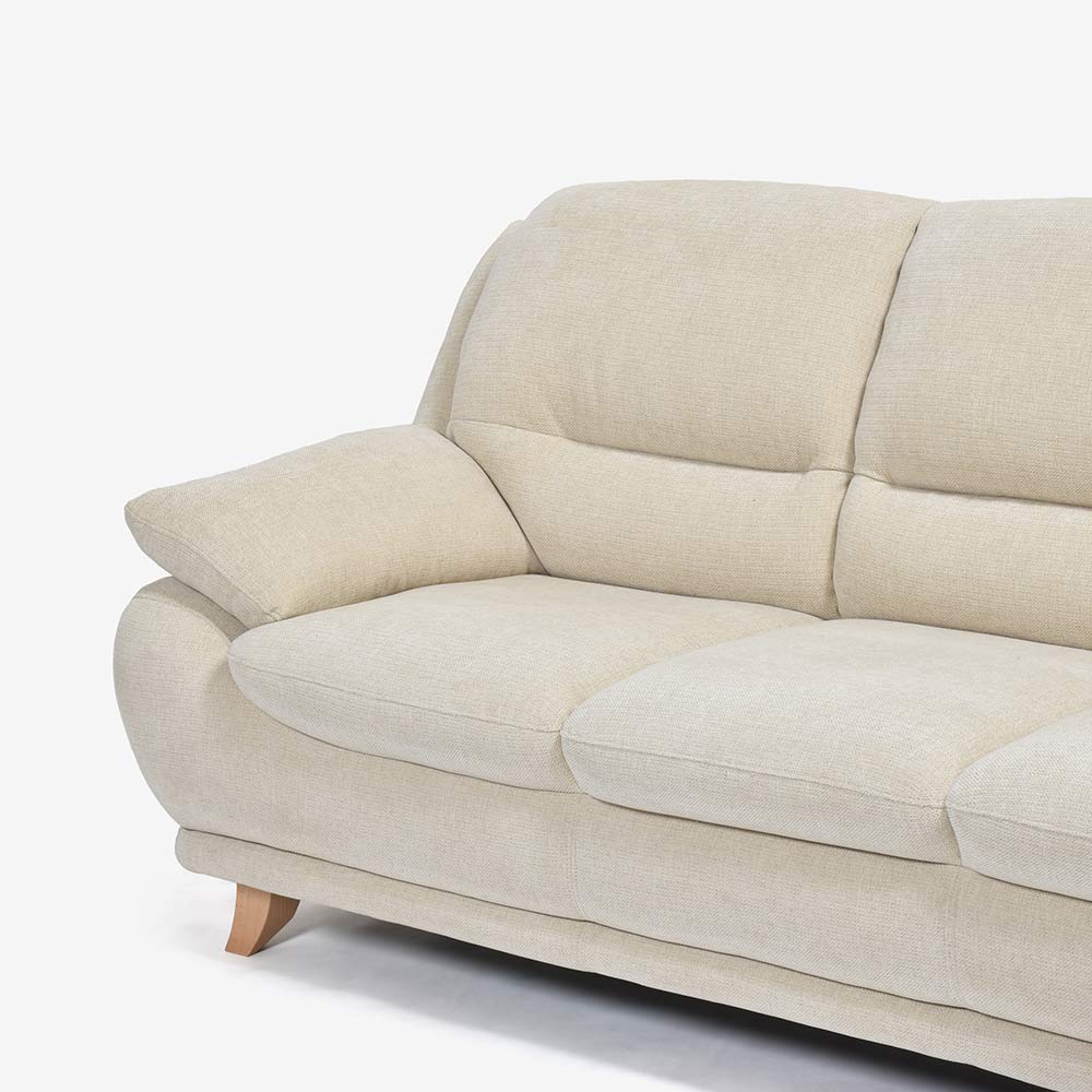 ソファ 3人掛け「オースチンKD」幅207cm 布#NDO 09 ベージュ色 脚全6種類【お手入れキットの特典付き】