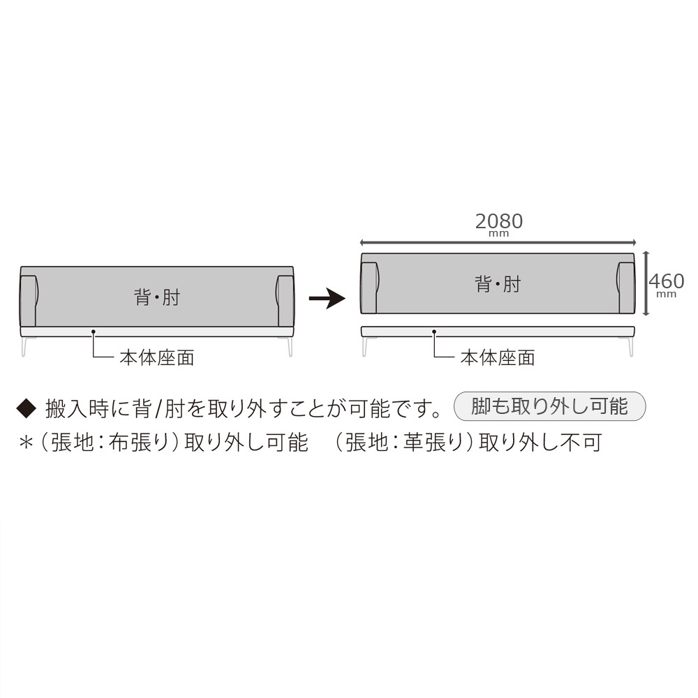Abitamoda （アビタモーダ）ソファ「メダ」幅208cm カバーリング仕様 #4_4363 金属脚全2色【受注生産品】【お手入れキットの特典付き】