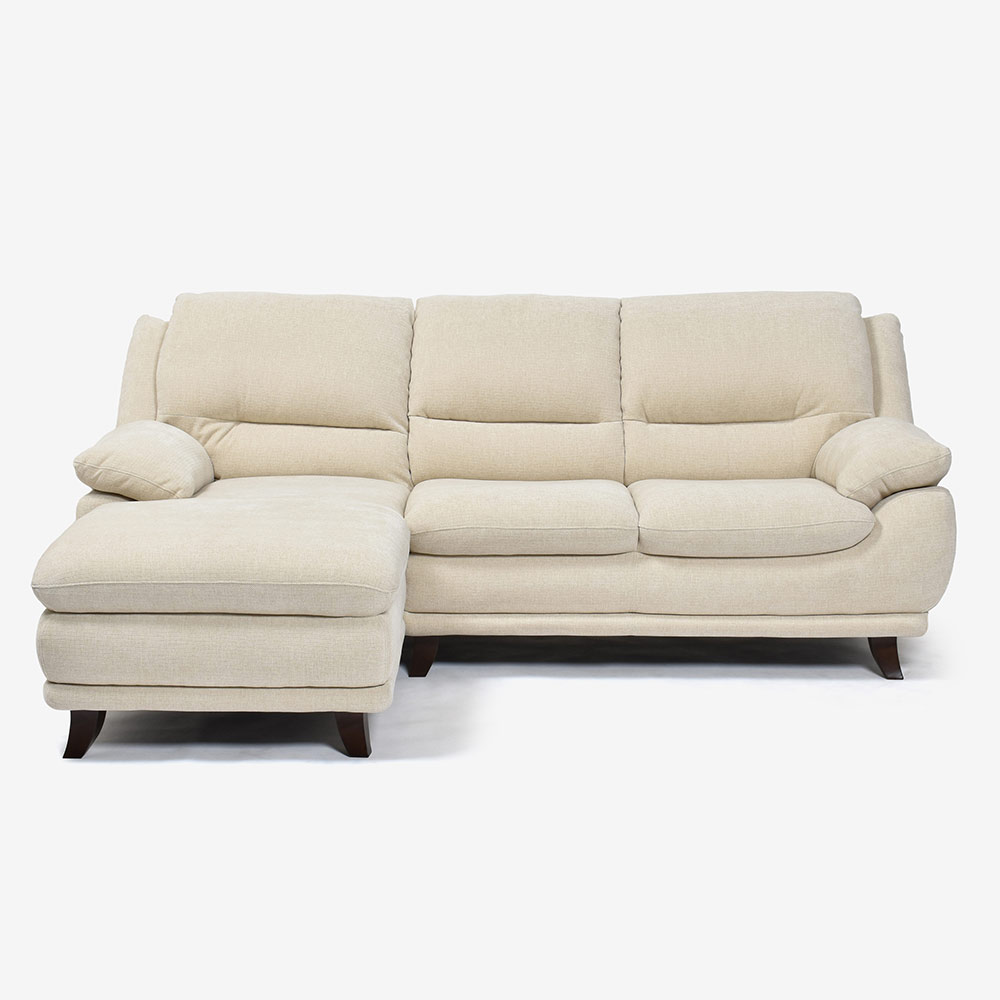 カウチソファ 向って左カウチ「オースチンKD」幅227cm 布#NDO 09 ベージュ色 脚全6種類【お手入れキットの特典付き】