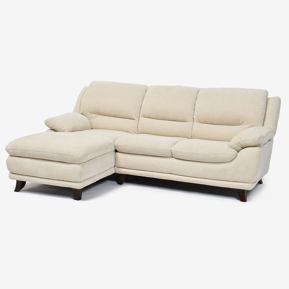 カウチソファ 向って左カウチ「オースチンKD」幅227cm 布#NDO 09 ベージュ色 脚全6種類【お手入れキットの特典付き】