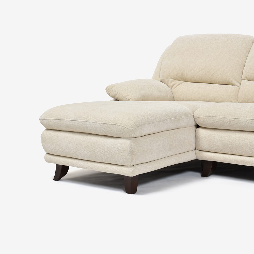 カウチソファ 向って左カウチ「オースチンKD」幅227cm 布#NDO 09 ベージュ色 脚全6種類【お手入れキットの特典付き】