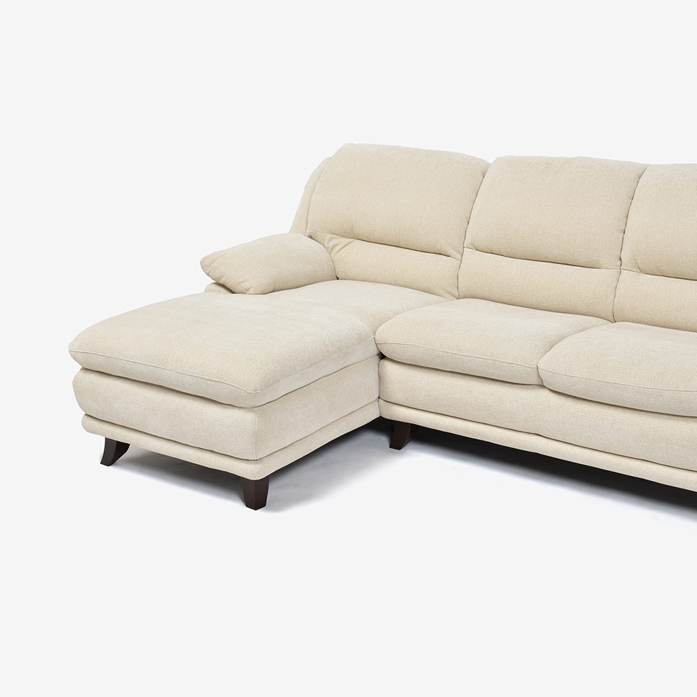 カウチソファ 向って左カウチ「オースチンKD」幅227cm 布#NDO 09 ベージュ色 脚全6種類【お手入れキットの特典付き】