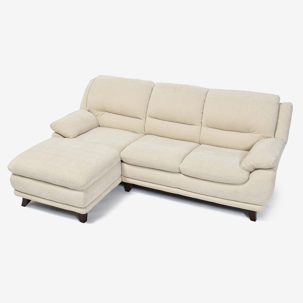 カウチソファ 向って左カウチ「オースチンKD」幅227cm 布#NDO 09 ベージュ色 脚全6種類【お手入れキットの特典付き】