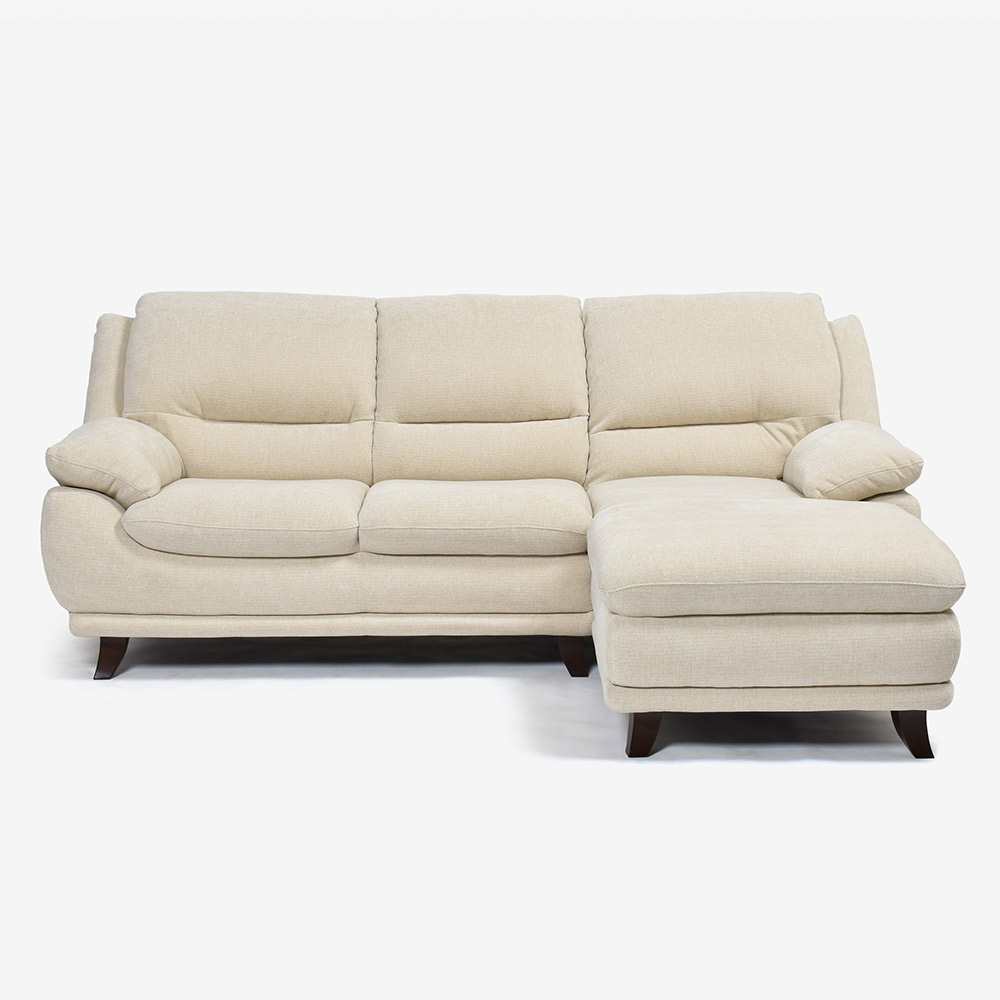 カウチソファ 向って右カウチ「オースチンKD」幅227cm 布#NDO 09 ベージュ色 脚全6種類【お手入れキットの特典付き】