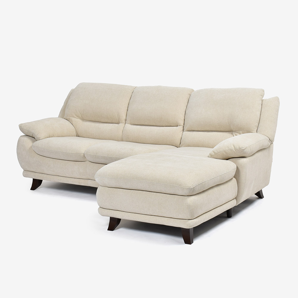 カウチソファ 向って右カウチ「オースチンKD」幅227cm 布#NDO 09 ベージュ色 脚全6種類【お手入れキットの特典付き】