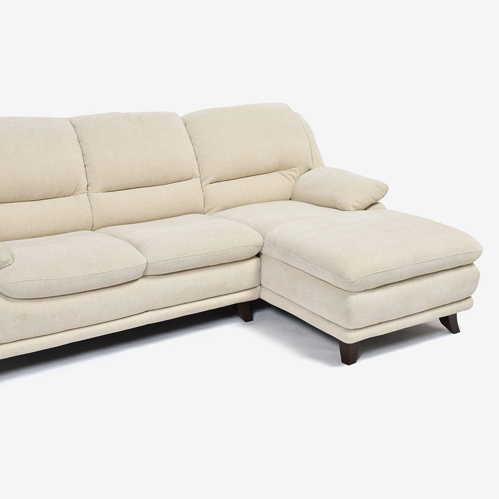 カウチソファ 向って右カウチ「オースチンKD」幅227cm 布#NDO 09 ベージュ色 脚全6種類【お手入れキットの特典付き】