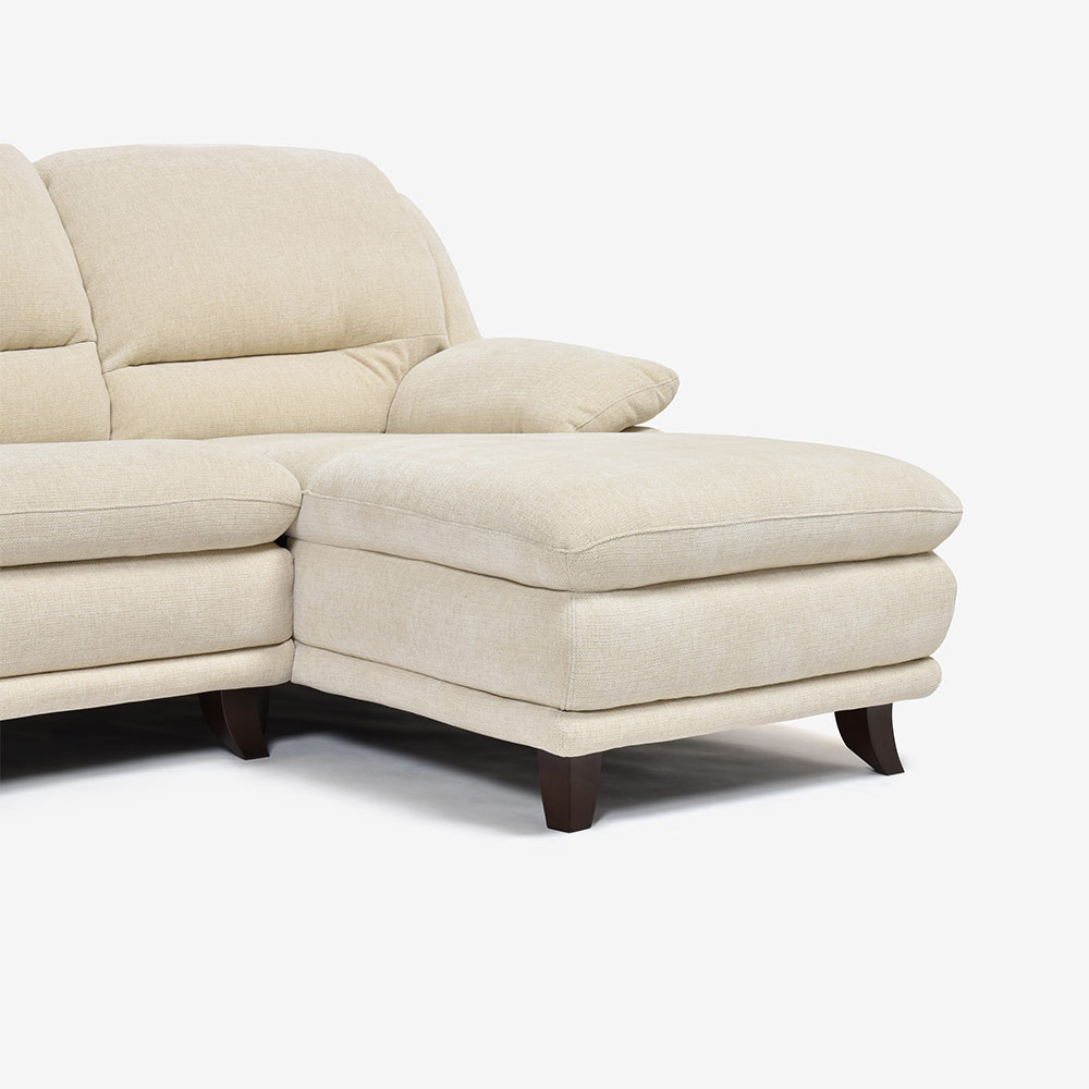 カウチソファ 向って右カウチ「オースチンKD」幅227cm 布#NDO 09 ベージュ色 脚全6種類【お手入れキットの特典付き】