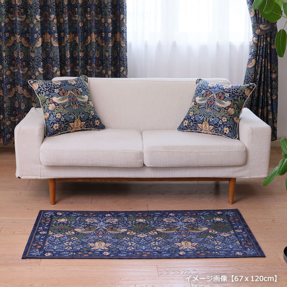 マット「いちご泥棒 FH1709A」ブルー 全3サイズ Morris Design Studio(モリス)