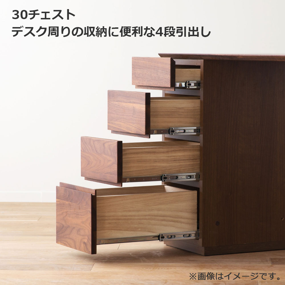 ユニットデスク「アスター」両袖タイプ（30チェスト 60キャビネット）幅150.4cm ウォールナット材