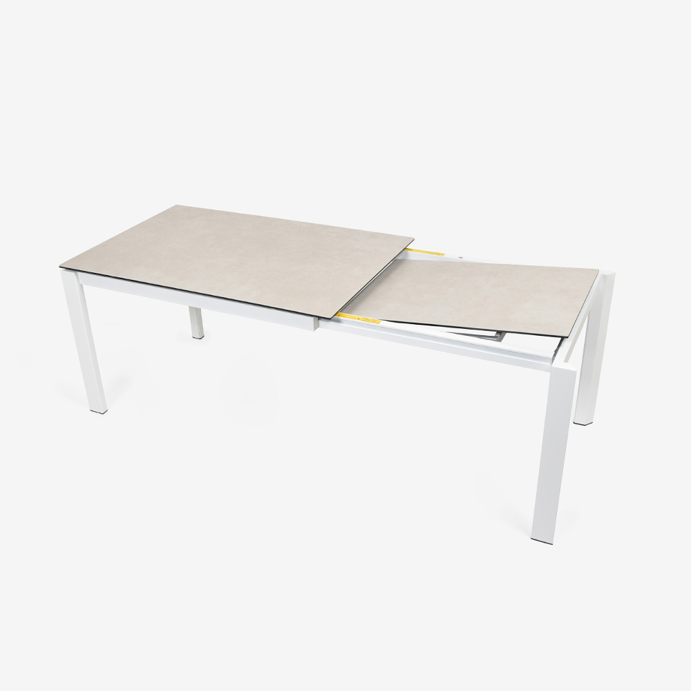 Calligaris（カリガリス）伸長式ダイニングテーブル「Duca CS4089」幅130-190cm 天板セラミック：ソルトホワイト/脚部スチール：マットオプティックホワイト